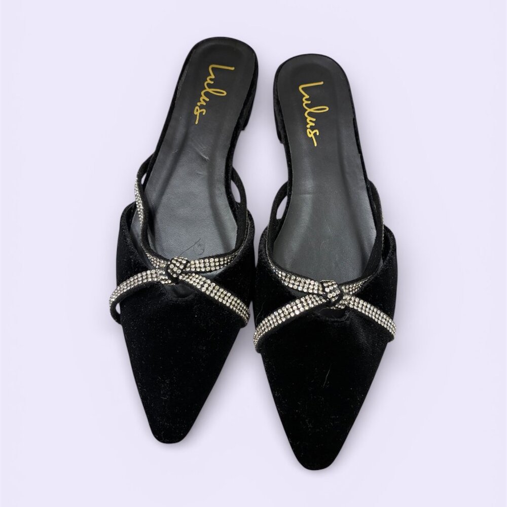 LuLu's Velvet Black Slip On Flats - Size 8.5